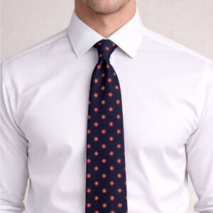 Brooks Brothers Navy Silk Tie with Red Floral Pattern 61x3.75 Made in USA